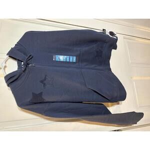 ELLE blue Chenille Star Full Zip Hoodie Womens XL